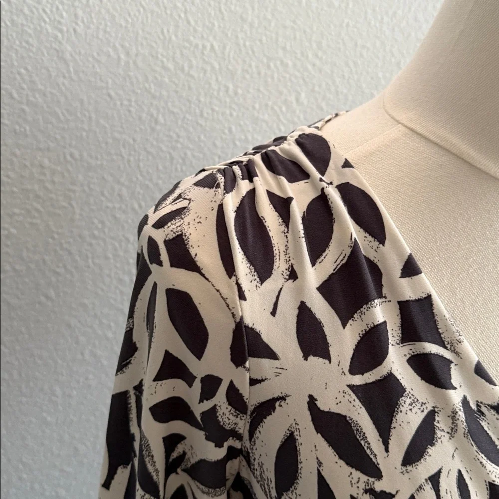 Lauren Ralph Lauren Black & White Ruched Wrap Dress Size 4
